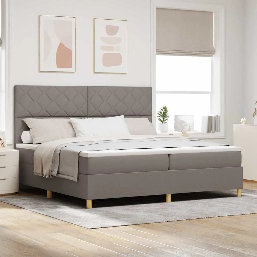 vidaXL Cama Box Spring com Colchão e LED Taupe 200x200 cm Tecido