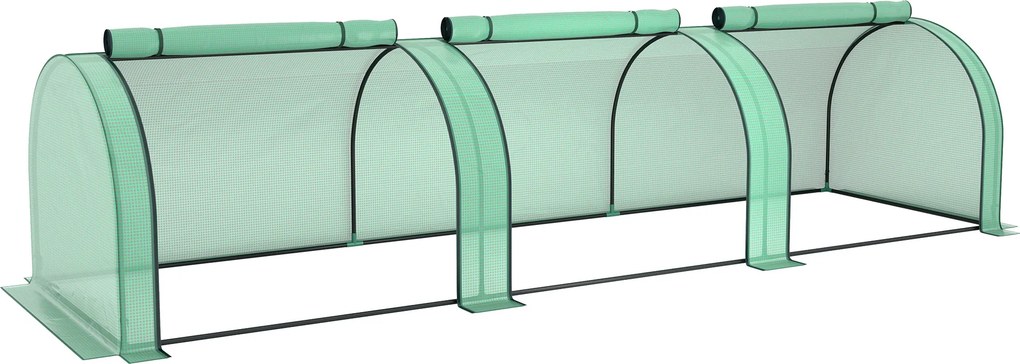Outsunny Mini Estufa de Jardim Estufa para tomates 3,5L x 1l x 0,8H m Aço PE Alta densidade 140 g/m² Anti-UV 3 janelas verde | Aosom Portugal