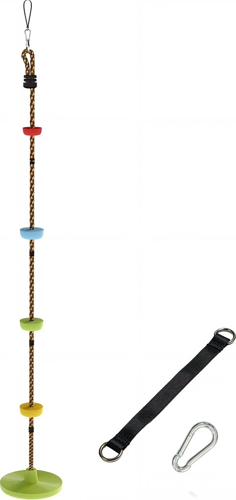 AIYAPLAY Corda de escalada Balanço 1,9 m, Balanço com disco para crianças com plataforma, cinta e mosquetão, Verde | Aosom Portugal