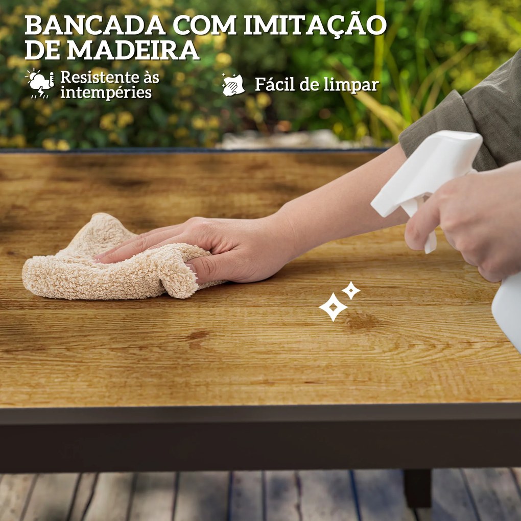 Mesa de Jantar jardim Extensível de 160-240 cm para 6-8 Pessoas (CADEIRAS NÃO INCLUIDAS) Mesa de Jardim Retangular para Terraço Castanho