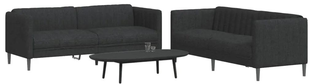 2 pcs conjunto de sofás tecido preto