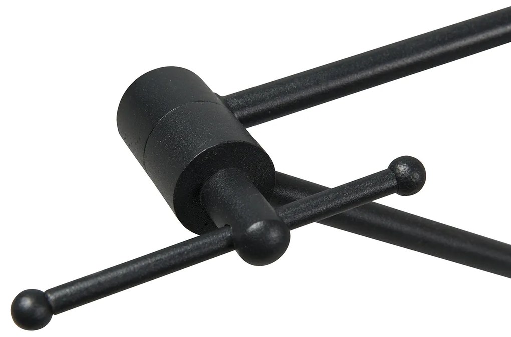 Candeeiro Pendente Preto com Abajur Duplo em Veludo, Design Folha e Bege - Blitz Clássico / Antigo,Moderno