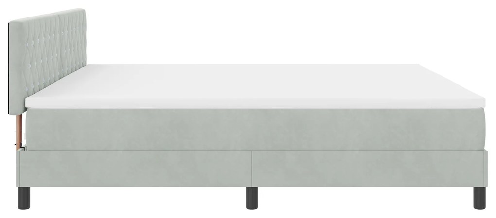 Cama Box Spring vidaXL com Colchão Cinza Claro 200x200 cm Veludo