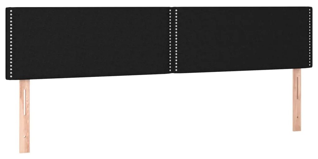Cama box spring c/ colchão e LED 160x200 cm tecido preto