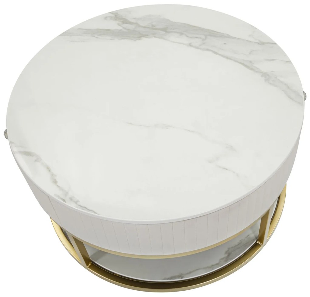 MESA DE CENTRO MONTPELLIER Ø 75X36 CM CREME, DOURADO, BRANCO