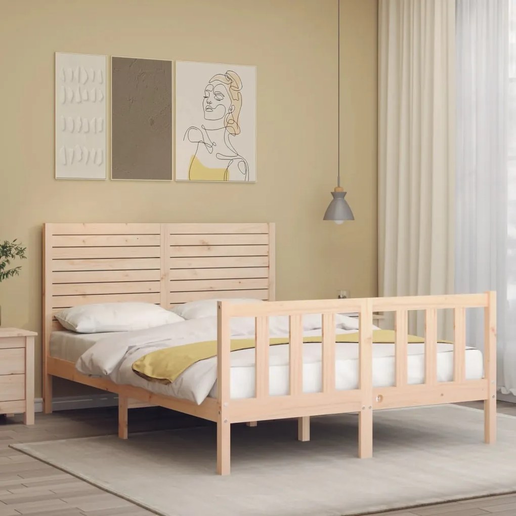 Cama sem colchão 140x200 cm madeira de pinho maciça