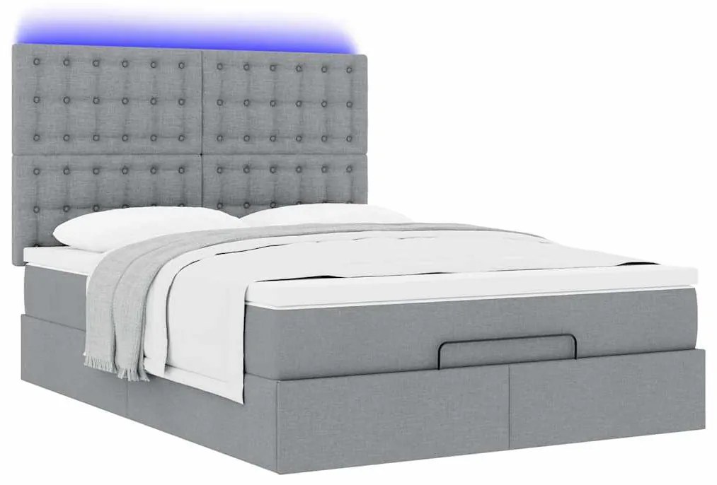 Estrutura de cama otomana com colchão 140x190 cm cinzento claro