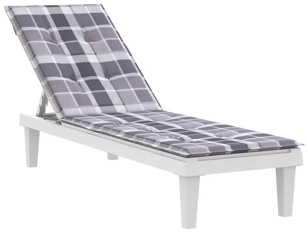 Almofadão cadeira de terraço (75+105)x50x4 cm xadrez cinzento