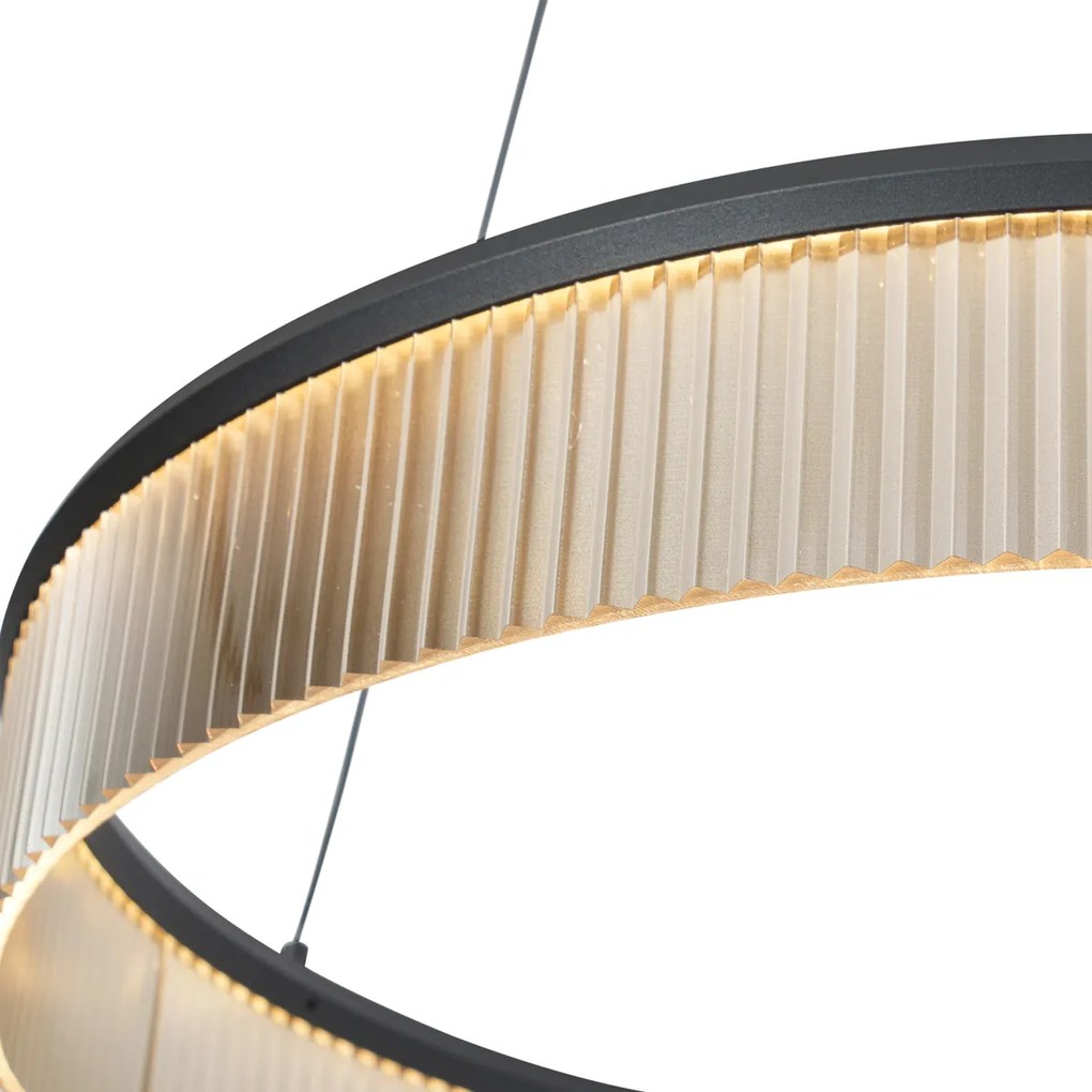 Candeeiro suspenso moderno preto 59cm incl. LED regulável em 3 níveis - Anello Chandelier Moderno