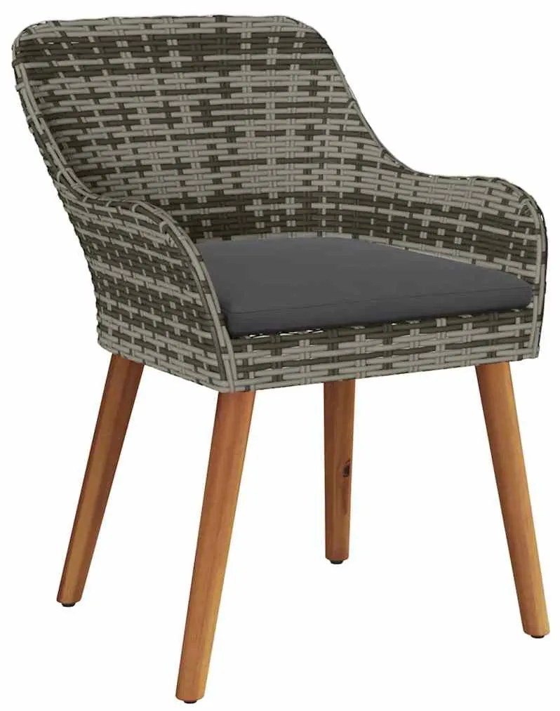 Conjunto de Jantar para Jardim com 5 Peças em Cinza com Rattan Sintéti