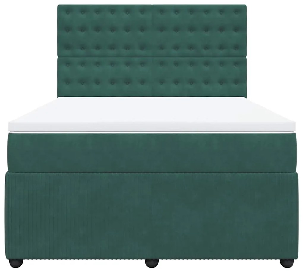 Cama com molas/colchão 160x200 cm veludo verde-escuro