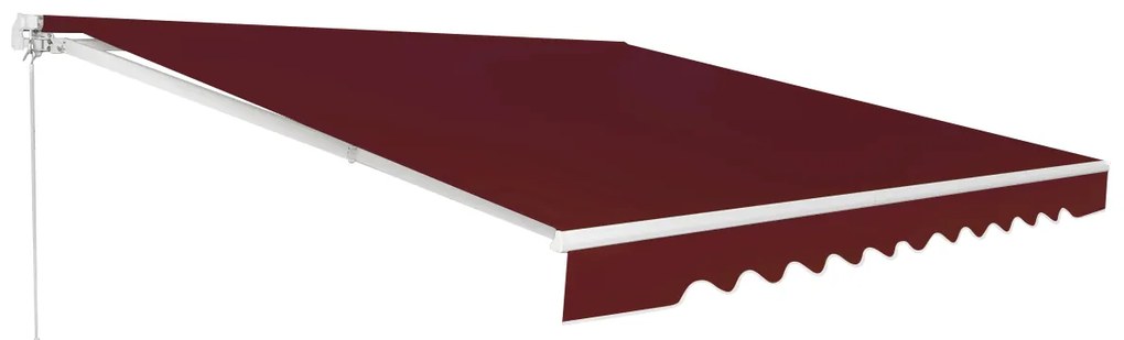 Toldo retrátil 4 x 2,5 m para varanda, terraço Cobertura em poliéster com manivela manual Estrutura em alumínio resistente Vermelho