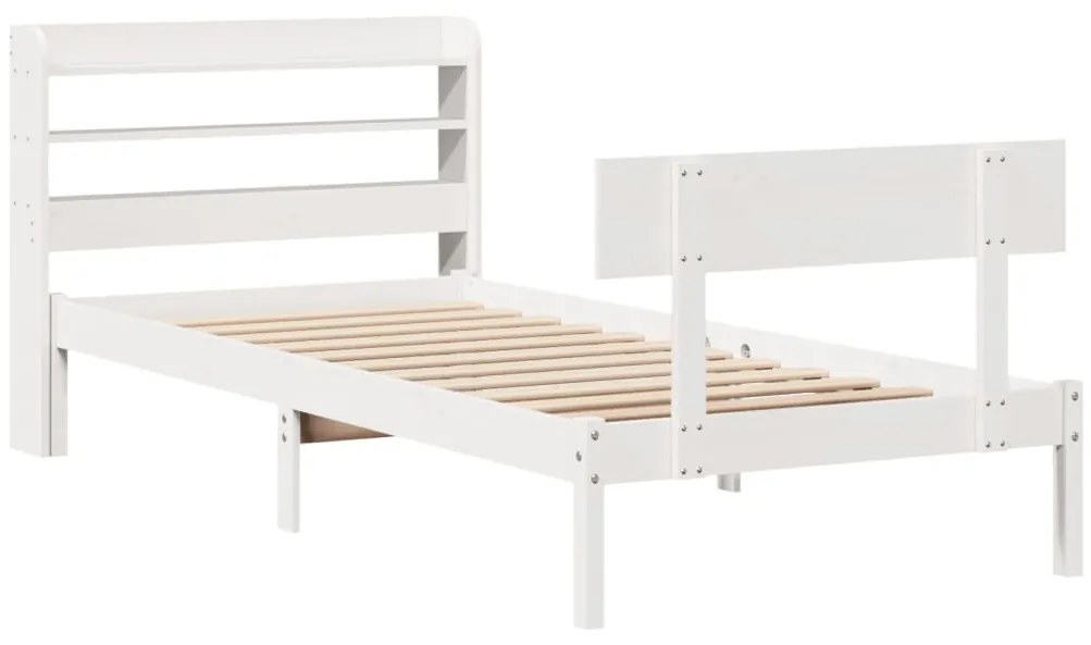 Cama sem colchão 90x190 cm madeira de pinho maciça branco