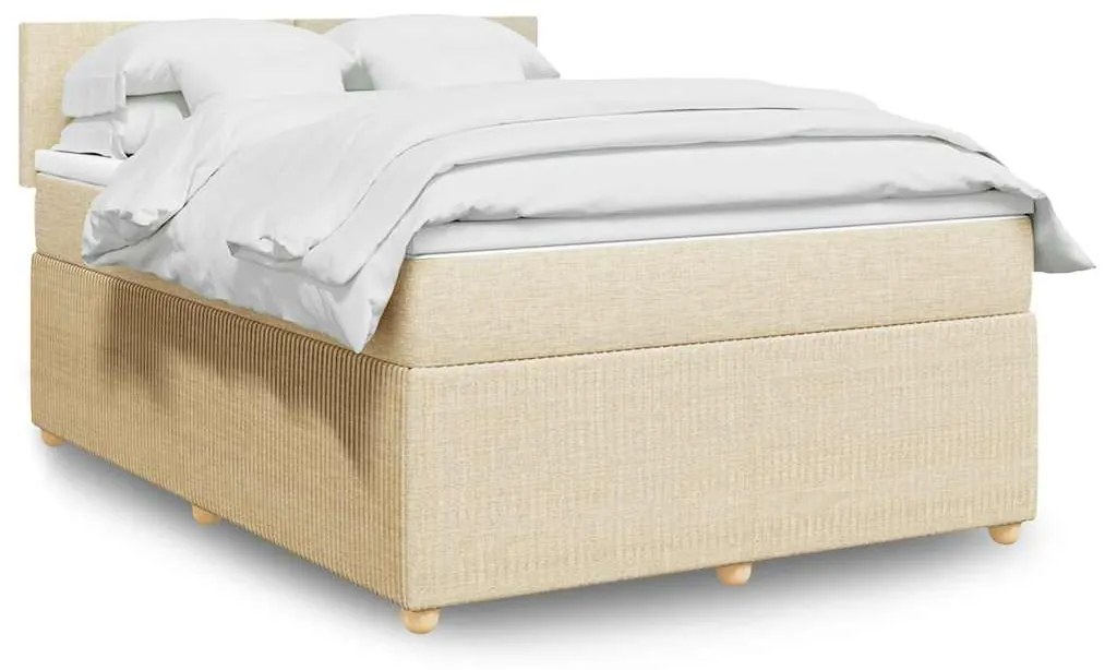 Cama com molas/colchão 160x200 cm tecido cor creme