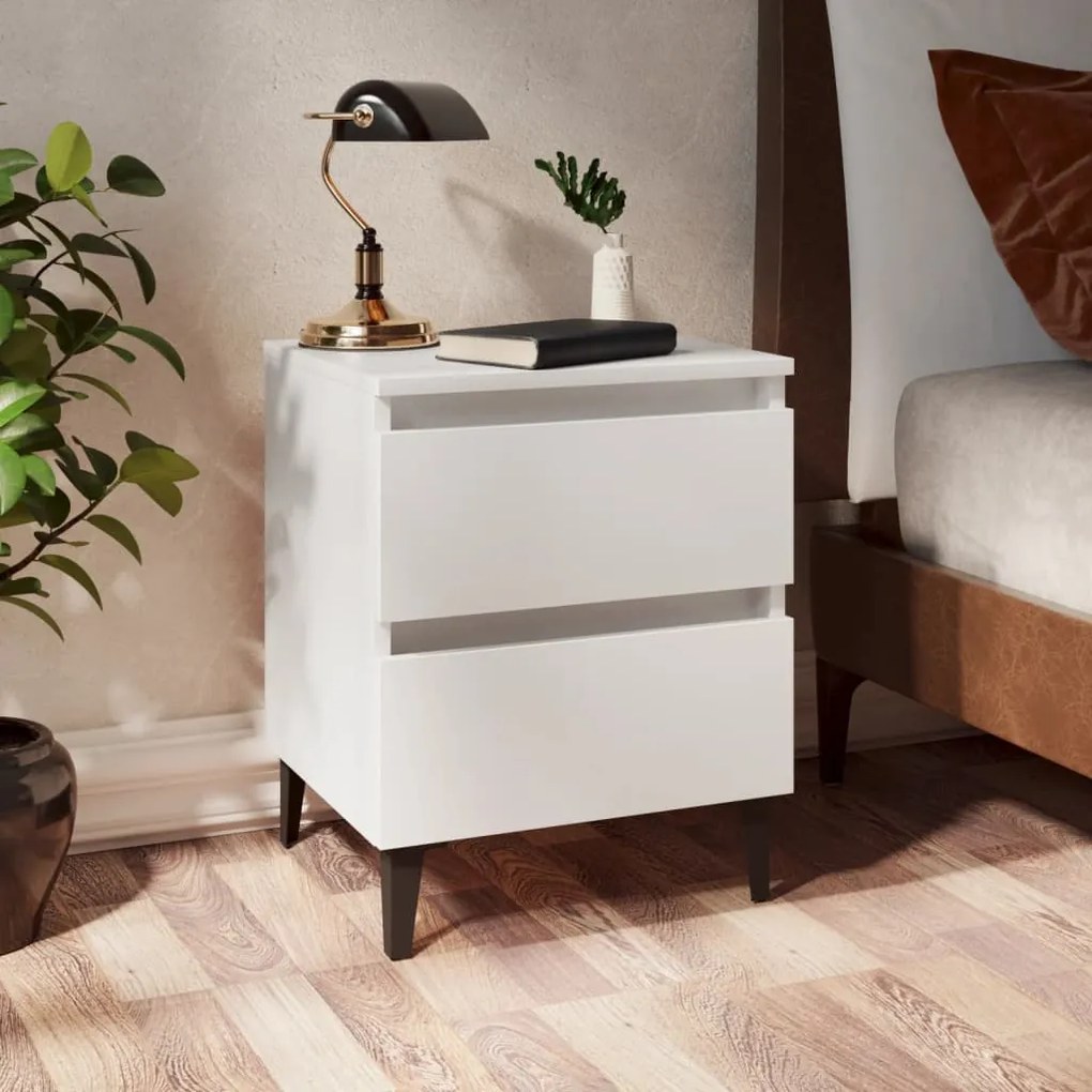 805870 vidaXL Mesas de cabeceira 2 pcs 40x35x50 cm contraplacado branco