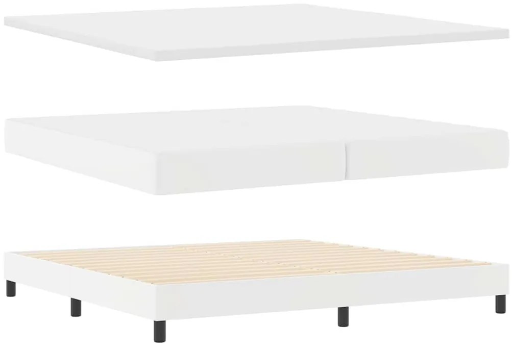 Cama Box com Colchão Branca 200x200 cm em Couro Sintético