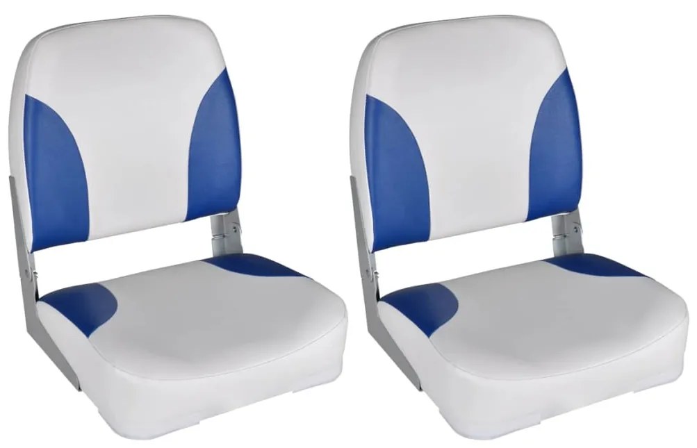 vidaXL Assentos barco 2 pcs encosto dobrável azul/branco 41x36x48 cm