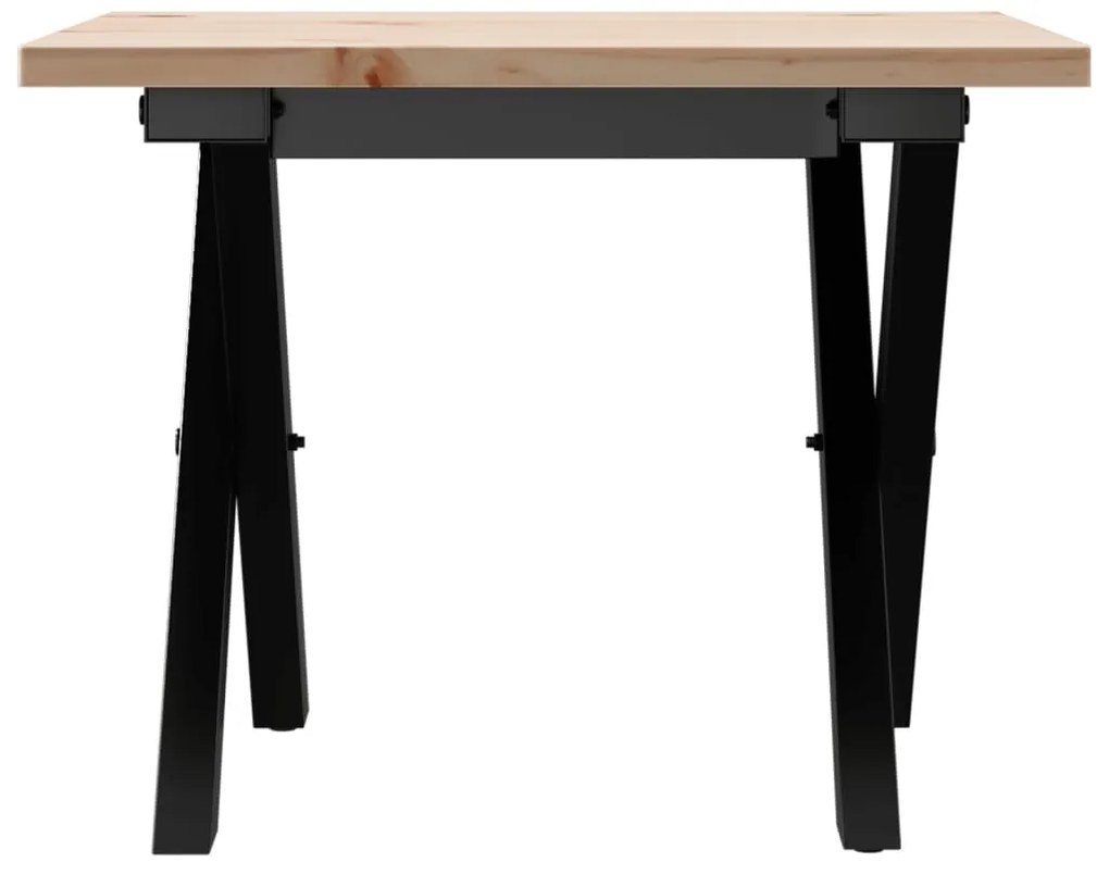 Mesa de centro estrutura em X 50x50x35 cm pinho e aço
