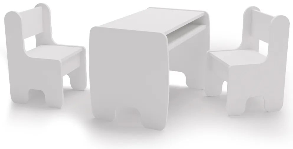 Conjunto de mesa infantil e duas cadeiras infantis - branco