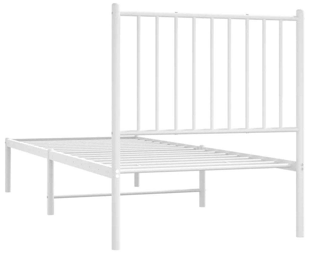 Estrutura de cama com cabeceira 75x190 cm metal branco