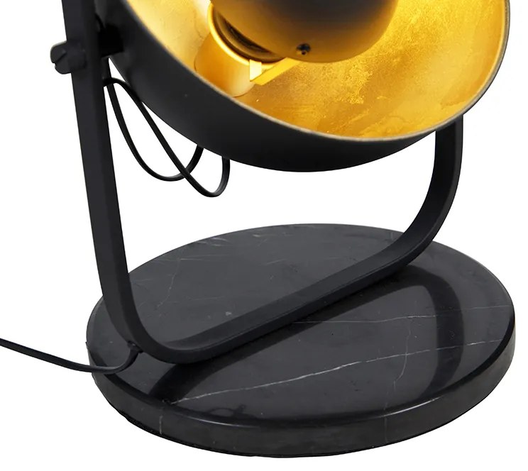 Candeeiro de pé industrial preto com dourado 3-luzes - Magnax