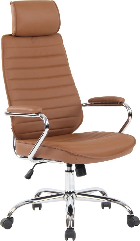 Cadeira de escritório Rako Couro Genuíno Castanho Claro