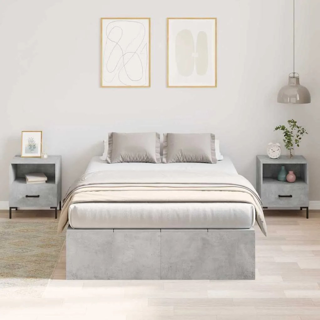 Cama com Armazenamento Cinza Concreto 120x200 cm