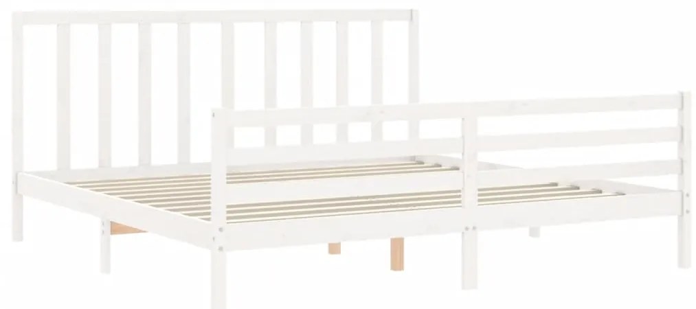 Cama sem colchão 200x200 cm madeira de pinho maciça branco
