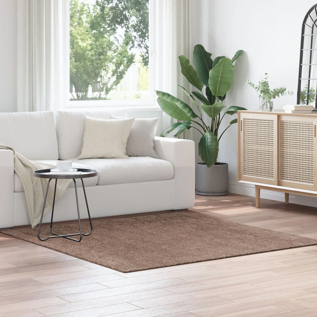 Tapete Shaggy Alto Pile Castanho 160x160 cm PP