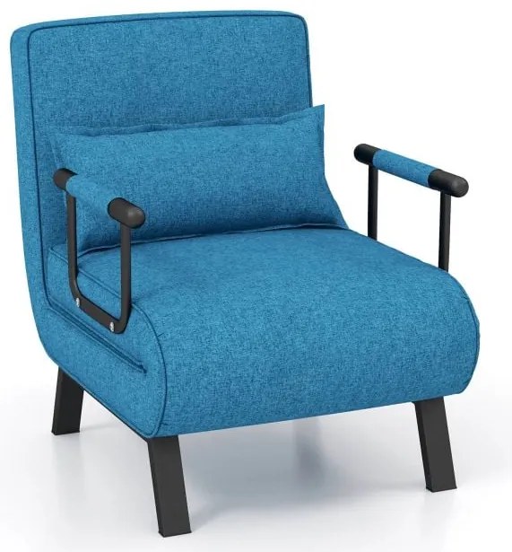 Cama dobrável conversível de 6 posições, poltrona, sofá-cama com travesseiro e café