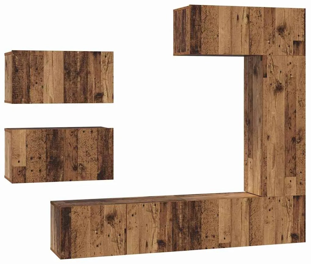 Conjunto de móvel de TV 6 pcs Madeira antiga 30.5 x 30 x 90 cm