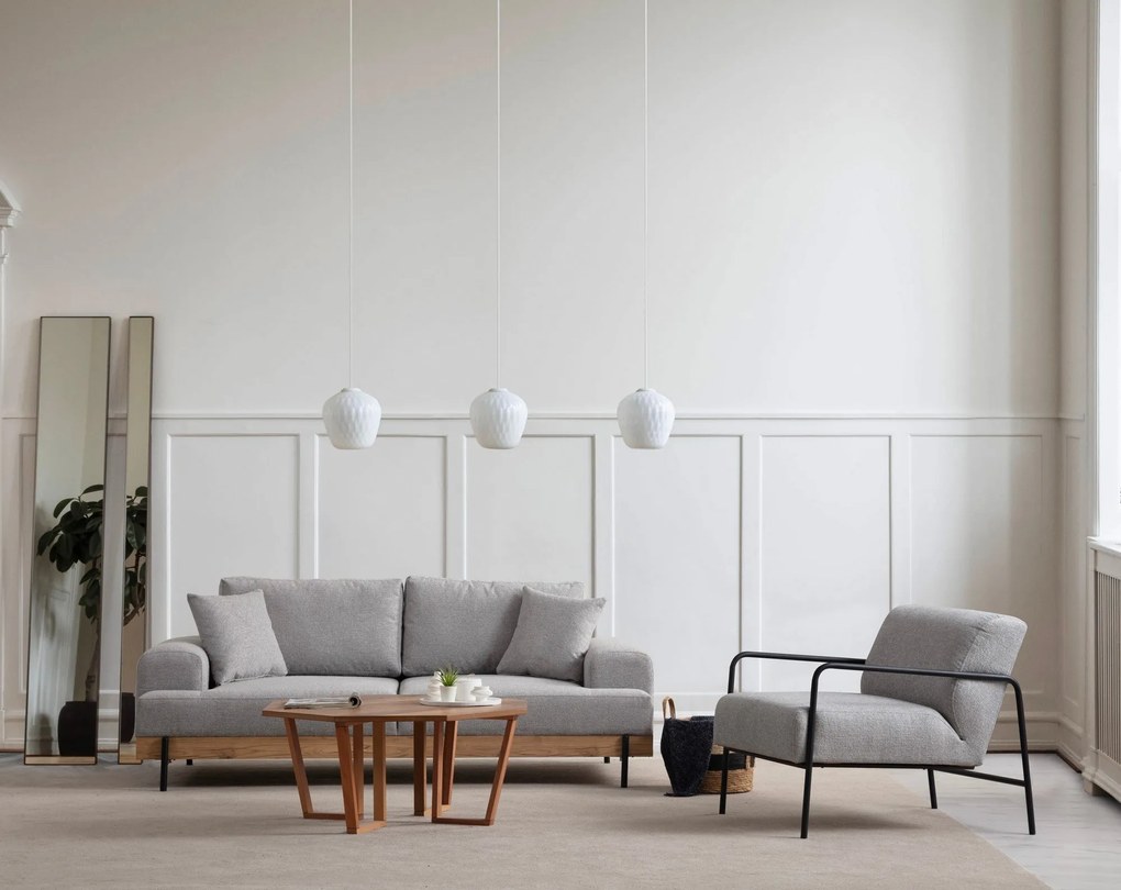 Sofá de 3 Lugares Eti – Cinzento – 220x98x78 cm