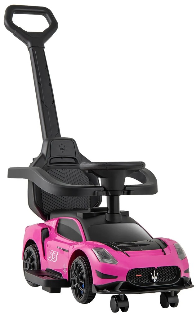 Carrinho de passeio 3 em 1 com 2 rodas universais, direção musical, guarda-corpo e guidão - branco