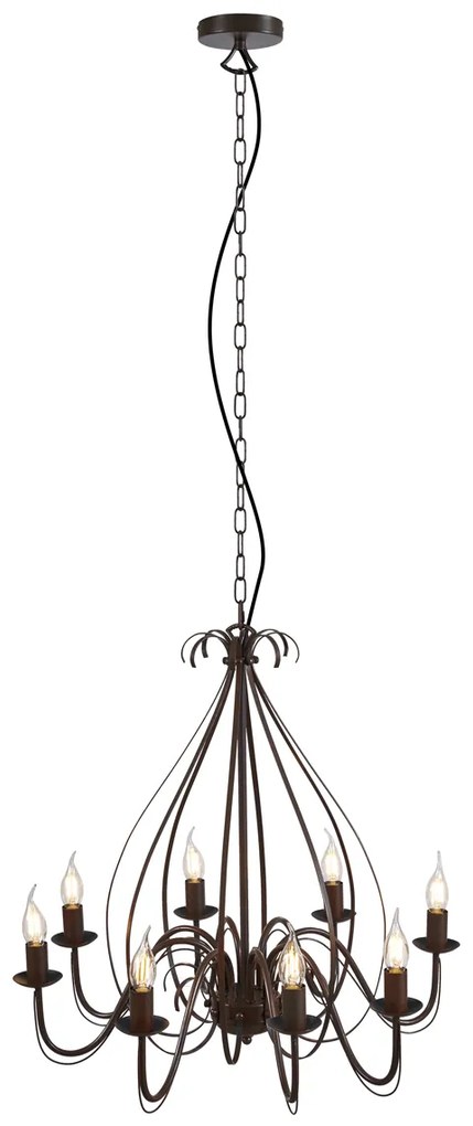 Lustre Clássico Castanho Ferrugem 8-Luzes - Giuseppe