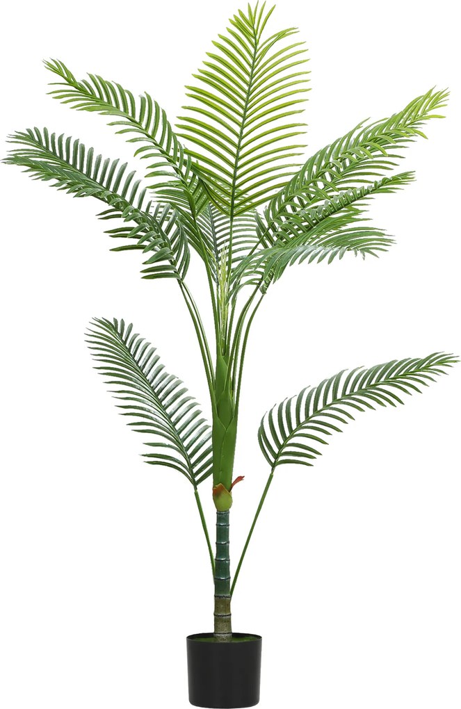 HOMCOM Planta artificial de interior 150 cm, palmeira árvore artificial com vaso de plástico e flocagem, verde | Aosom Portugal