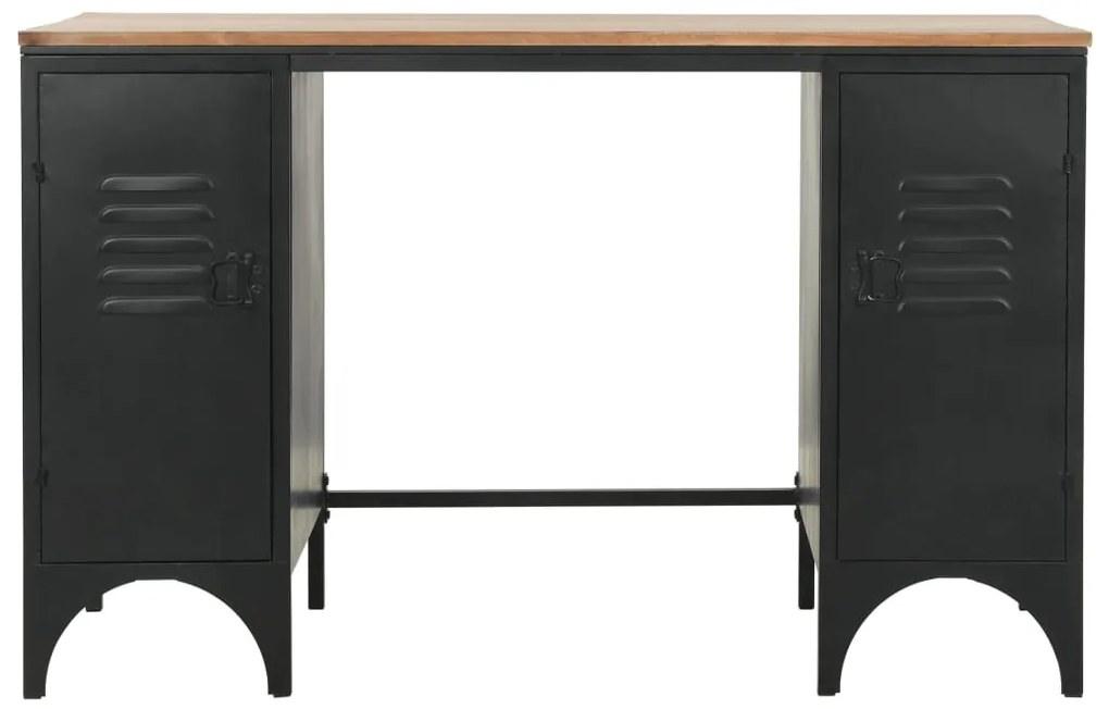 Secretária pedestal duplo madeira abeto maciça aço 120x50x76cm