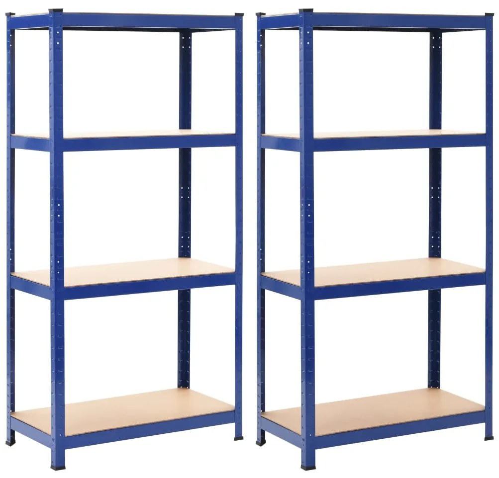 Prateleiras de arrumação 2 pcs azul 80x40x160 cm aço e MDF