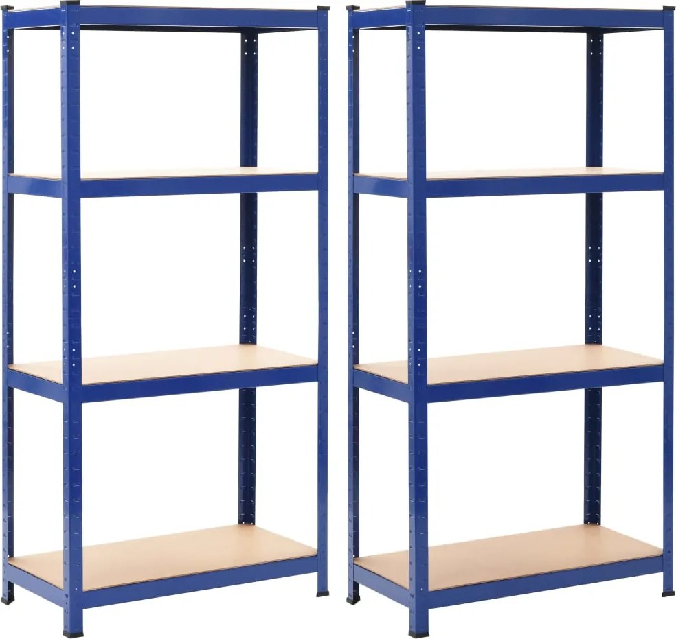 vidaXL Prateleiras de arrumação 2 pcs azul 80x40x160 cm aço e MDF