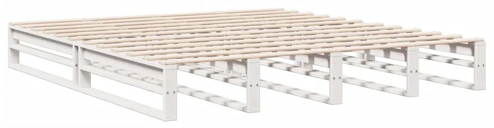 Cama com estante sem colchão 200x200 cm pinho maciço branco