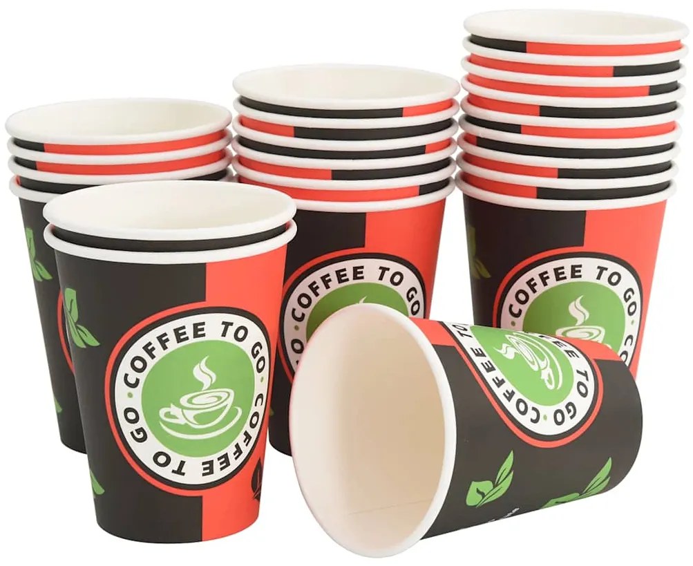 Copos de café de papel 1000 pcs 12oz 300ml vermelho e preto
