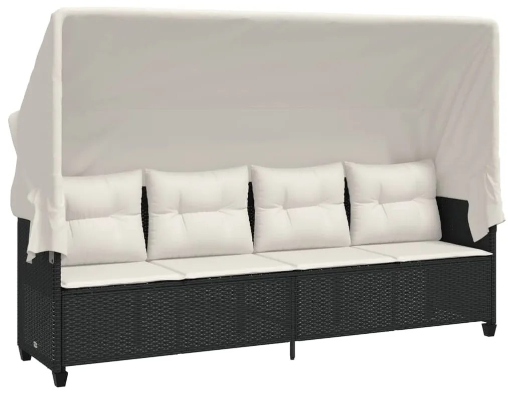 5 pcs conjunto sofás de jardim com almofadões vime PE preto