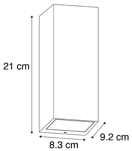 Candeeiro de parede moderno preto 2 luzes GU10 AR70 IP54 - Baleno Moderno