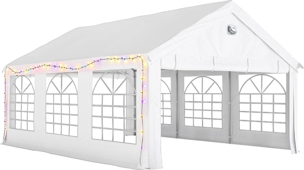 Tenda para Festas 4x6 m Tenda de Jardim com Paredes Removíveis, 2 Portas e Janelas UPF30+ para Casamentos e Camping Branco