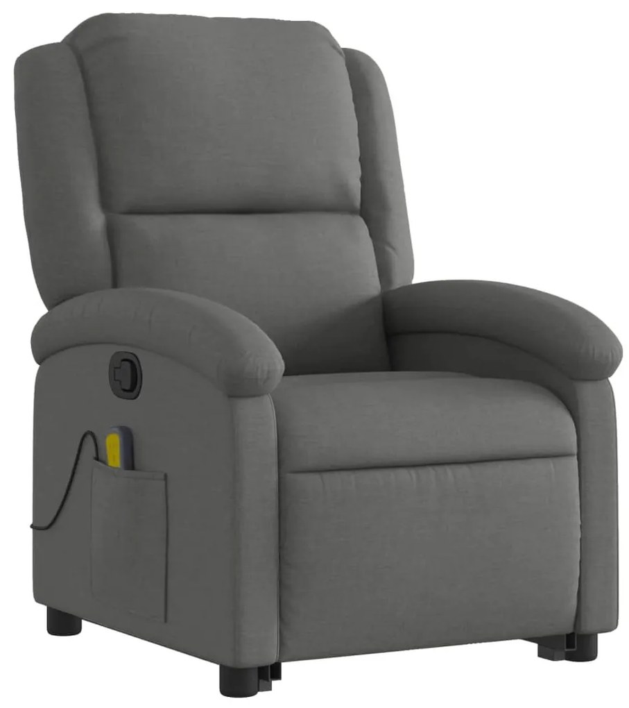 Poltrona elevatória de massagens tecido cinzento-escuro