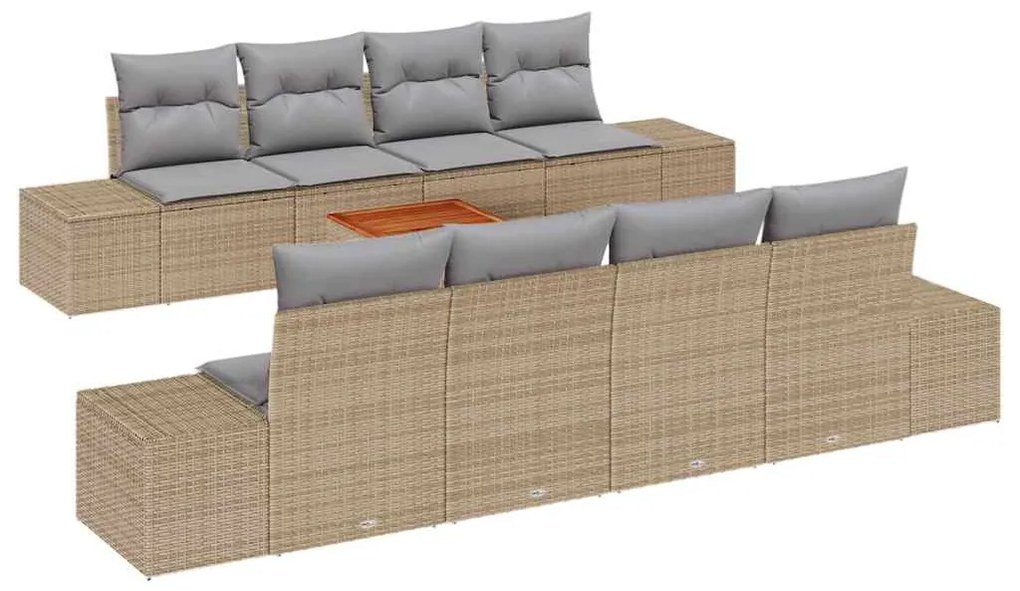 Conjunto de Sofá de Jardim 7 pcs Bege, cinza claro