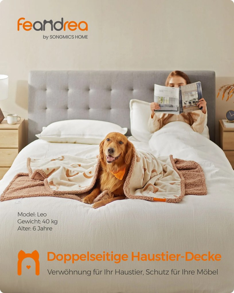 Manta para cães de grande e extragrande porte 203 x 152 cm (C x L) bege