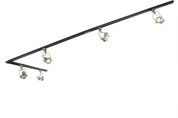 Calha monofásica inteligente preta com aço incl. 5 WiFi GU10 - Iconic Suplux