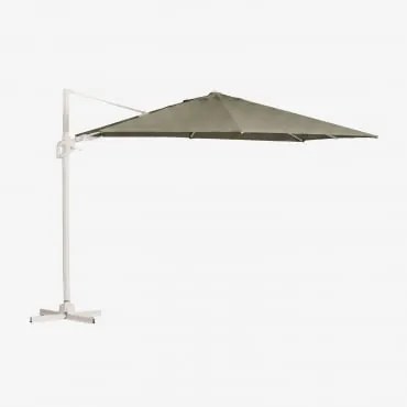 Parasol 295x295 Cm Em Tecido E Alumínio Hydra Verde Oliva Intenso - Branco Gardenia - Sklum