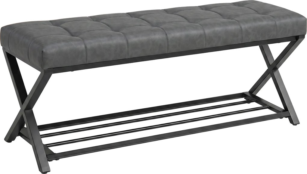 HOMCOM Banco para sapatos, banco de entrada com estofado em couro sintético, 112 x 37 x 47 cm, Cinza escuro | Aosom Portugal