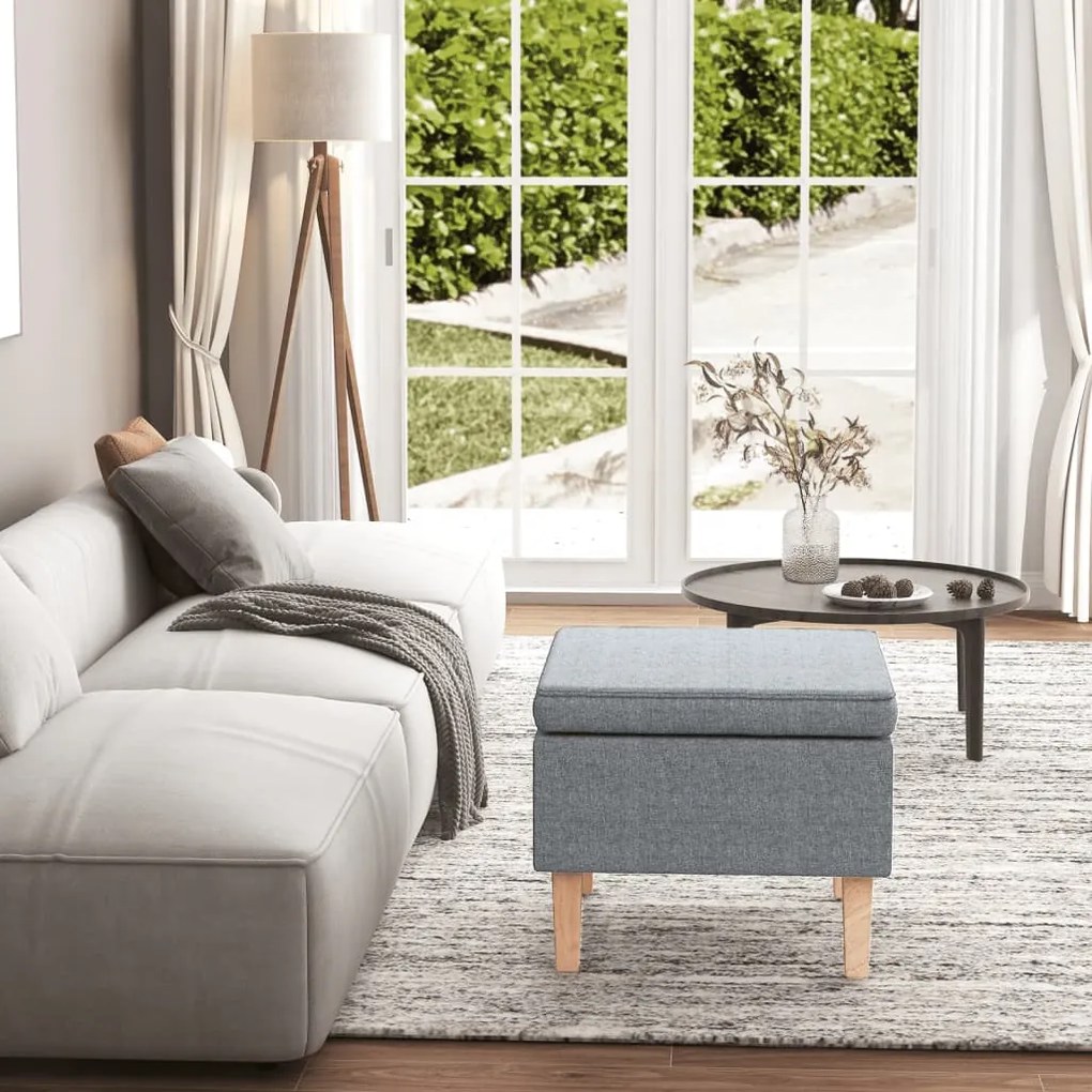 329425 vidaXL Banco com pernas de madeira tecido cinzento-claro